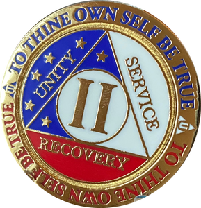 2 Year AA Medallion Reflex Red White & Blue Patriotic Gold Plated Sobriety Chip