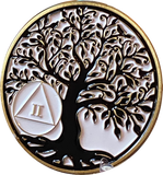 1 - 10 Year AA Medallion Tree Of Life White and Black Spiritual Medallion Sobriety Chip