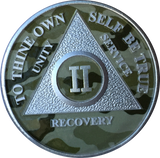 Camo & Silver Plated Any Year 1 - 65 AA Chip Alcoholics Anonymous Medallion Coin Plate - RecoveryChip
