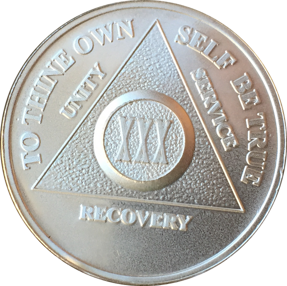 30 Year AA Medallion .999 Fine Silver Sobriety Chip