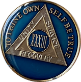 1 - 40 Year AA Medallion Midnight Blue Tri-Plate Sobriety Chip
