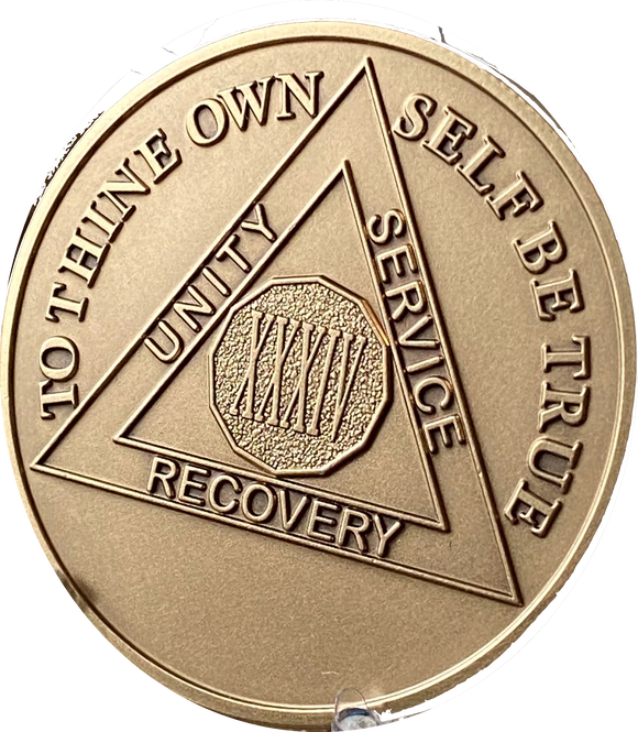 Engravable 34 Year AA Medallion Large Heavy Bronze – 1½” Challenge Coin Size Sobriety Chip