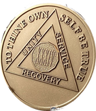 Engravable 34 Year AA Medallion Large Heavy Bronze – 1½” Challenge Coin Size Sobriety Chip