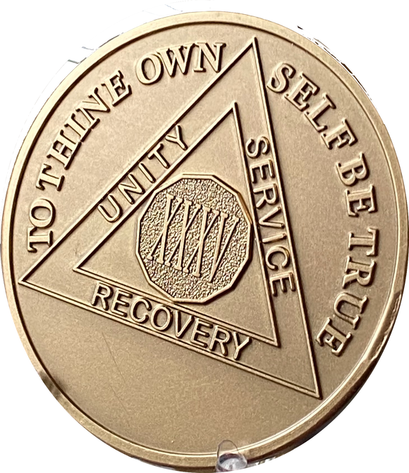 Engravable 35 Year AA Medallion Large Heavy Bronze – 1½” Challenge Coin Size Sobriety Chip