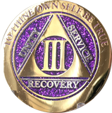1 - 10 Year AA Medallion Reflex Purple Gold Plated