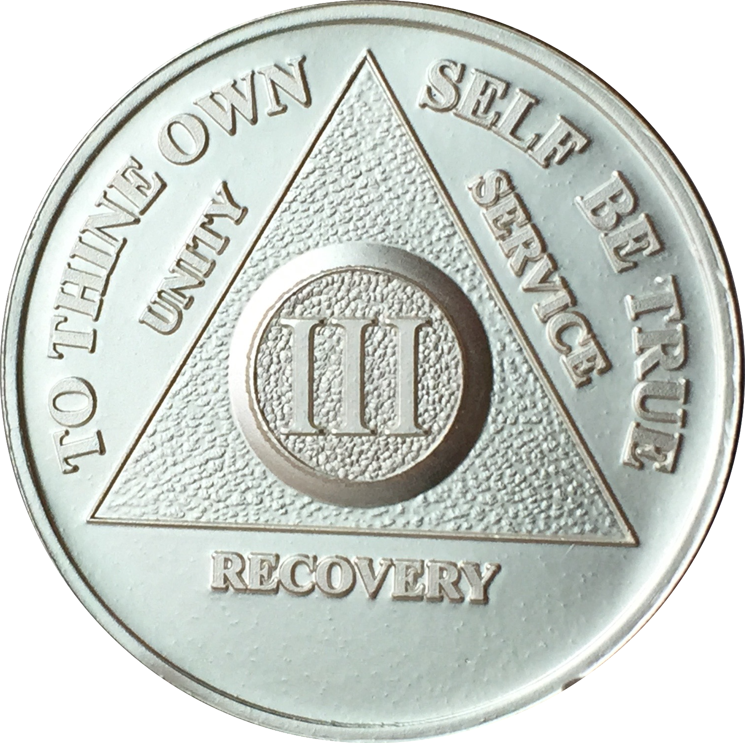 3 Year Alcoholics Anonymous Medallion White Silver Plated AA Sobriety Chip Coin - Foto 8