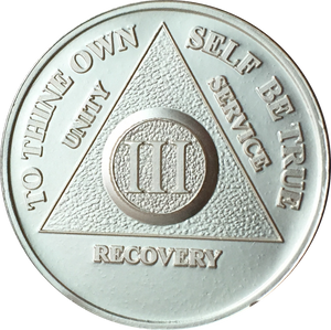 3 Year AA Medallion .999 Fine Silver Sobriety Chip