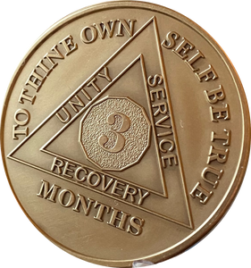 3 Month AA Medallion Large Heavy AA Bronze – 1½” Challenge Coin Size Sobriety Chip