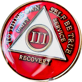 1 - 10 Year AA Medallion Reflex Red Gold Plated RecoveryChip Design