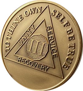 3 Year AA Medallion Large Heavy AA Proof-like Bronze – 1½” [Challenge Coin Size Sobriety Chip