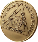3 Year AA Medallion Large Heavy AA Proof-like Bronze – 1½” [Challenge Coin Size Sobriety Chip