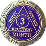 1 - 11 Month AA Medallion Reflex Purple Gold Plated Sobriety Chip Coin - RecoveryChip