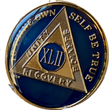 42 Year AA Medallion Midnight Blue Tri-Plate Sobriety Chip XLII