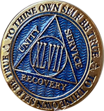 1 - 50 Year Reflex Blue AA Medallion Recoverychip Sobriety Chip