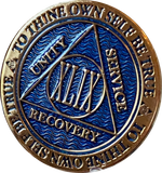 49 Year AA Medallion Reflex Blue Gold Plated Sobriety Chip