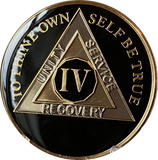 1 - 10 15 20 AA Medallion Glossy Classic Black Tri-Plate Sobriety Chip