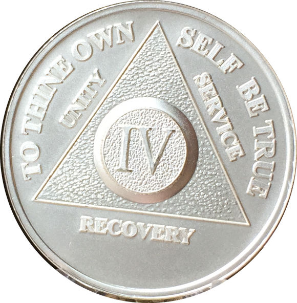4 Year AA Medallion .999 Fine Silver Sobriety Chip