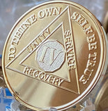 4 Year AA Medallion 1.5" Large Challenge Coin Premium 22k Gold Plated Sobriety Chip