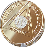 4 Year AA Medallion 1.5" Large Challenge Coin Premium 22k Gold Plated Sobriety Chip