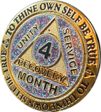 Funfetti Birthday Glitter AA Medallion Month 1 2 3 4 5 6 7 8 9 10 11 Sobriety Chip