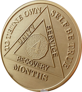 4 Month AA Medallion Large Heavy AA Bronze – 1½” Challenge Coin Size Sobriety Chip