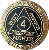 1 2 3 4 5 6 7 8 9 10 11 or 18 Month AA Medallion Elegant Black Gold and Silver Plated Sobriety Chip