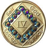 1 - 40 Year Official NA Medallion With Amethyst AB Swarovski Crystal - RecoveryChip