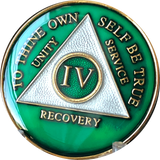 Green Gold Tri-Plate AA Medallion 24 Hours 18 Month Year 1 - 45 Sobriety Chip - RecoveryChip