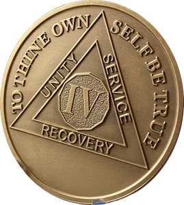 4 Year AA Medallion Large 1.5 Inch Heavy Premium Bronze Sobriety Chip