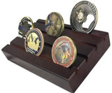 4 Row Wood Coin Display Stand Holds 16 AA Medallions 6x3.5