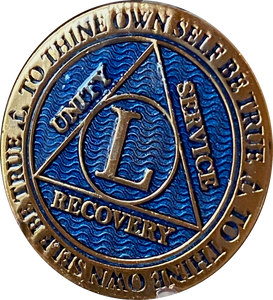 50 Year AA Medallion Reflex Blue Gold Plated Sobriety Chip