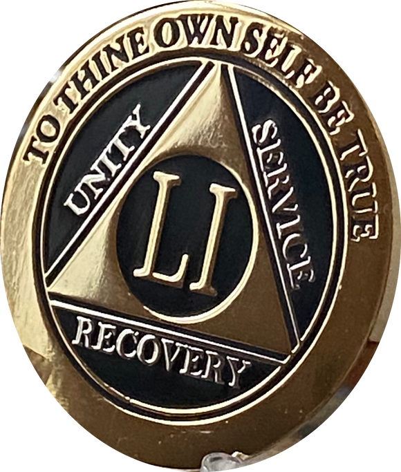 51 Year AA Medallion Elegant Black Gold & Silver Plated RecoveryChip Design