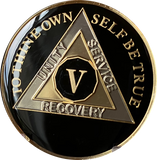 5 Year AA Medallion 1.5" Large Classic Black Sobriety Chip