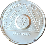 5 Year AA Medallion .999 Fine Silver Sobriety Chip