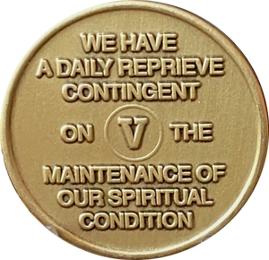 God's Will = Daily Reprieve = Freedom - AA Alcoholics Anonymous Spiritual Condition Bronze Sobriety Medallion RecoveryChip - RecoveryChip