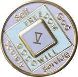Offical NA Tri-Plate Pink & Gold Color Narcotics Anonymous Medallions 18 Month Year 1 - 50 - RecoveryChip