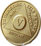 5 Year AA Medallion 24k Gold Plated Sobriety Chip
