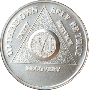 6 Year AA Medallion .999 Fine Silver Sobriety Chip