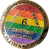 1 2 3 4 5 6 7 8 9 10 11 or 18 Month AA Medallion Reflex Rainbow Glitter Sobriety Chip
