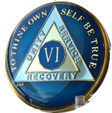 Midnight Blue AA Medallion Chip Tri-Plate Gold & Nickel Plated Year 1-15 Years BSP - RecoveryChip