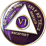 Purple Gold Tri-Plate AA Medallion 24 Hours 18 Month Year 1 - 45 Sobriety Chip - RecoveryChip