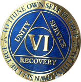 AA Medallion Reflex Blue Color Gold Plated Year 1 - 45 Sobriety Chip - RecoveryChip
