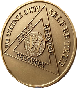 6 Year AA Medallion Large Heavy AA Proof-like Bronze – 1½” [Challenge Coin Size Sobriety Chip