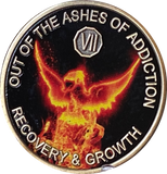 1 2 3 4 5 6 7 8 9 10 Year Out Of The Ashes Of Addiction Phoenix Rising From Flames Sobriety Chip