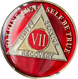 1 - 10 AA Medallion Mandarin Metallic Red Tri-Plate Sobriety Chip