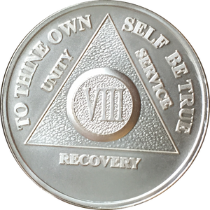 8 Year AA Medallion .999 Fine Silver Sobriety Chip
