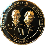 Founders AA Medallion Black Gold Plated Bill & Bob Tri-Plate Sobriety Chip Year 1 - 40 - RecoveryChip