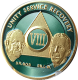 AA Founders Green Gold Plated Chip Alcoholics Anonymous Medallion  Any Year 1 - 65 - RecoveryChip