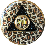 AA Medallion Leopard Animal Print Sobriety Chip Year 1 - 45 - RecoveryChip