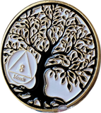 1 2 3 4 5 6 7 8 9 10 11 18 Month AA Medallion Tree Of Life Black White Serenity Prayer Coin
